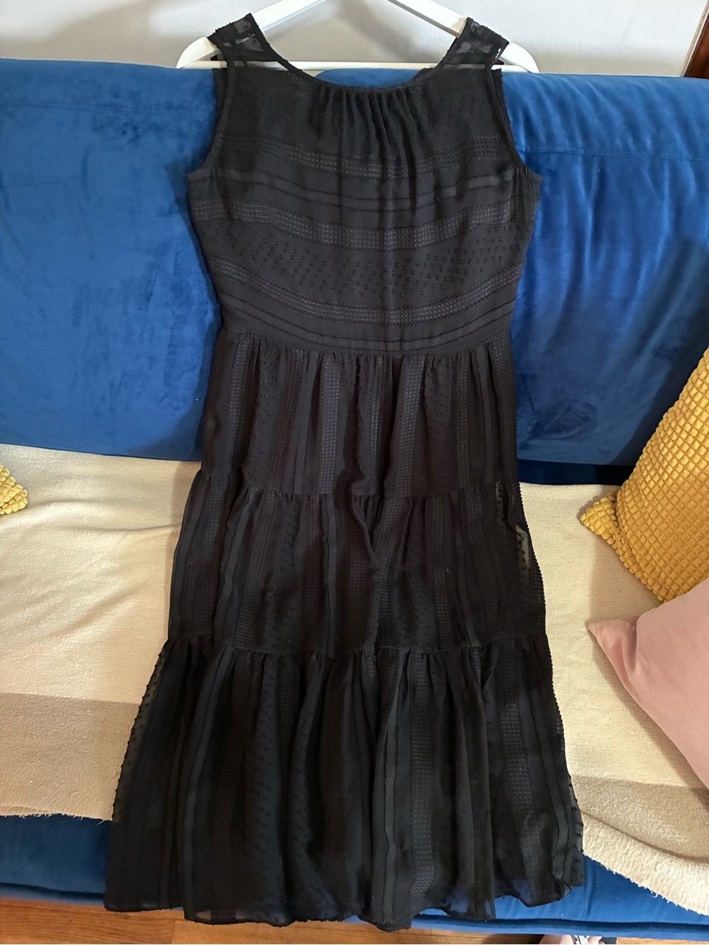 J. Crew Black Sleeveless Tiered Maxi Dress